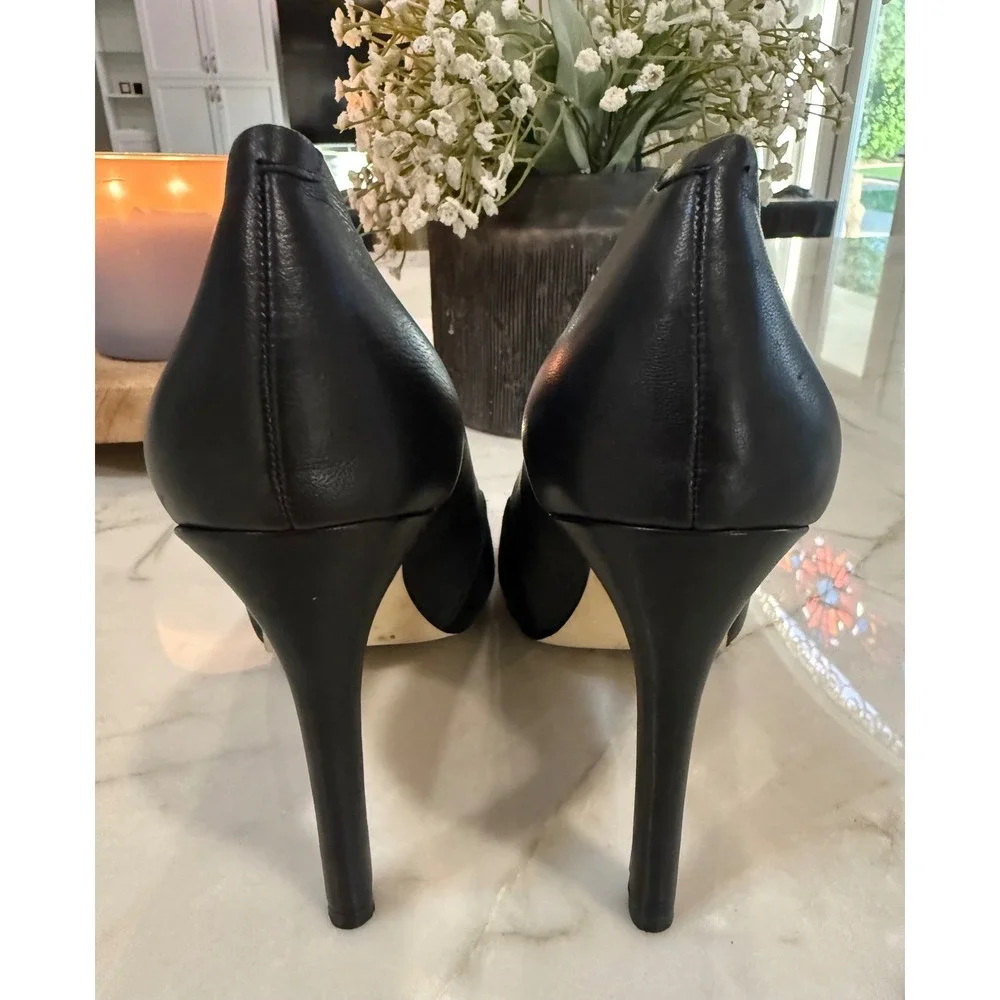 Banana Republic Womens Black Suede Leather Mixed Media Pointed Toe Pumps 7